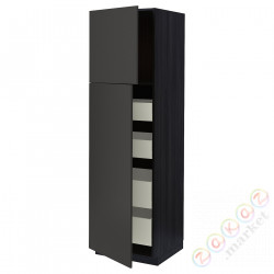 ⭐METOD / MAXIMERA⭐Шкаф, высота 2дверь/4лопата, черный/Nickebo матантрацит, 60x60x200 cm⭐ИКЕА-59498012