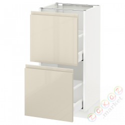 ⭐METOD / MAXIMERA⭐Шкаф/2 шу/, белый/Voxtorpглянцевый светло-бежевый, 40x37 cm⭐ИКЕА-49143502