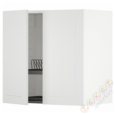 ⭐METOD⭐Навесной шкаф с крылом для сушки/2 дверь, белый/Stensund белый, 60x60 cm⭐ИКЕА-09460318