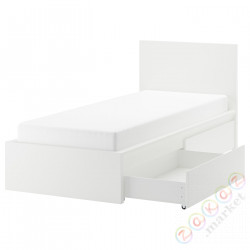 ⭐MALM⭐Каркас кровати с2 контейнеры, белый/Leirsund, 90x200 cm⭐ИКЕА-69032720