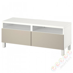 ⭐BESTA⭐Тумба под ТВ с ящики, белый/Лаппвикен/Stubbarp светло-серый/бежевый, 120x42x48 cm⭐ИКЕА-99435862