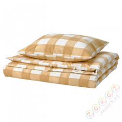 ⭐KANTNEPETA⭐Poszwa na kołdrę i posвызовka, белый желтый/клетчатый, 150x200/50x60 cm⭐ИКЕА-10546731