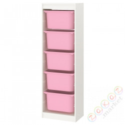 ⭐TROFAST⭐Книжный шкаф с контейнерами, белый/розовый, 46x30x145 cm⭐ИКЕА-09533211