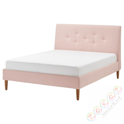 ⭐IDANAS⭐Каркас кровати с обивкой, Gunnared бледно-розовый, 160x200 cm⭐ИКЕА-60458944