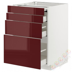 ⭐METOD / MAXIMERA⭐Кабинет ул. сwysuwanym blatem/3шу, белый Kallarp/темно-красно-коричневый блеск, 60x60 cm⭐ИКЕА-99433486