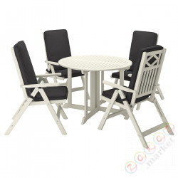 ⭐BONDHOLMEN⭐Таблица +4 разложить. стулья, снаружи, белый/бежевый/Ярпён/Дувхольмен антрацит⭐ИКЕА-69549884