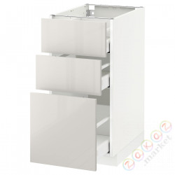 ⭐METOD / MAXIMERA⭐Напольный шкаф с 3 ящики, белый/Ringhult светло-серый, 40x60 cm⭐ИКЕА-69142498