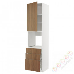 ⭐METOD / MAXIMERA⭐Кабинет высокой температуры/Drz/3 шу, белый/Tistorp подражаниеacja коричневыйowego орехa, 60x60x240 cm⭐ИКЕА-99519041