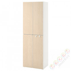 ⭐SMASTAD / PLATSA⭐Гардероб, белый береза/с2 вешалки для одежды, 60x57x181 cm⭐ИКЕА-19430482