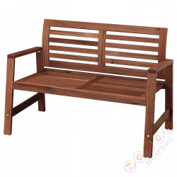 ⭐APPLARO⭐Скамья со спинкой, снаружи, коричневое пятно⭐ИКЕА-80208529