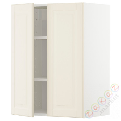 ⭐METOD⭐Навесной шкаф с полками/2 дверь, белый/Bodbyn сливочный, 60x80 cm⭐ИКЕА-89457623