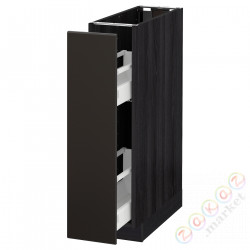 ⭐METOD⭐Кабинет ул./wysuwане wyposażenт.е.доб, черный/Кунгсбака антрацит, 20x60 cm⭐ИКЕА-29212209