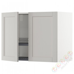 ⭐METOD⭐Навесной шкаф с крылом для сушки/2 дверь, белый/Lerhyttan светло-серый, 80x60 cm⭐ИКЕА-89465005