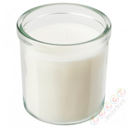 ⭐JAMLIK⭐Свеча ароматическая w стаканe, wanilia/светло-бежевый, 40 godzina⭐ИКЕА-70502178