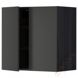 ⭐METOD⭐Навесной шкаф с полками/2 дверь, черный/Nickebo матантрацит, 60x60 cm⭐ИКЕА-39498715