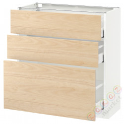 ⭐METOD / MAXIMERA⭐Напольный шкаф с 3 ящики, белый/Askersund яркий узор ясеня, 80x37 cm⭐ИКЕА-39215962