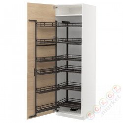 ⭐METOD⭐Высокий шкаф с wysuwaną spiżarką, белый/Askersund яркий узор ясеня, 60x60x200 cm⭐ИКЕА-19471929