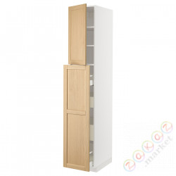 ⭐METOD / MAXIMERA⭐Sза wys сwys 4шу/1Drz/2половина, белый/Forsbacka дуб, 40x60x220 cm⭐ИКЕА-89509491