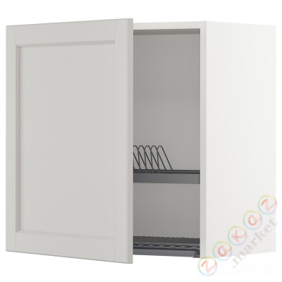 ⭐METOD⭐Навесной шкаф с сушилкой для посуды, белый/Lerhyttan светло-серый, 60x60 cm⭐ИКЕА-49468789