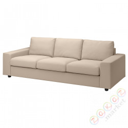 ⭐VIMLE⭐Чехол на диван3 человекowej, сширокийmi связаныokietnikami/Халларп бежевый⭐ИКЕА-59401227