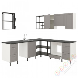 ⭐ENHET⭐Угловая кухня, антрацит/серая рамка⭐ИКЕА-29338020