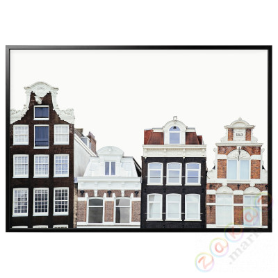 ⭐BJORKSTA⭐Картина в рамке, budynki Amsterdamu/черный, 200x140 cm⭐ИКЕА-19416848