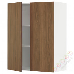 ⭐METOD⭐Навесной шкаф с полками/2 дверь, белый/Tistorp подражаниеacja коричневыйowego орехa, 80x100 cm⭐ИКЕА-59519477