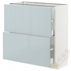 ⭐METOD / MAXIMERA⭐Напольный шкаф с 2 ящики, белый/Kallarp jasnoсерый-синий, 80x37 cm⭐ИКЕА-59479570