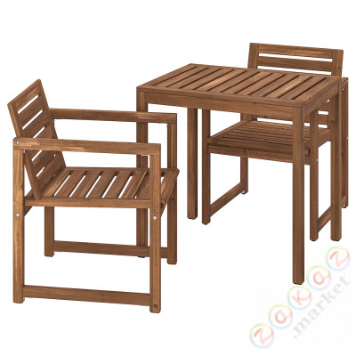⭐NAMMARO⭐Стол + 2 стулья с подключением, сад, светло-коричневое пятно, 75 cm⭐ИКЕА-19544577