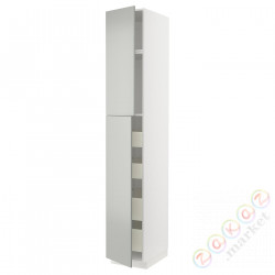 ⭐METOD / MAXIMERA⭐Шкаф, высота 2дверь/4лопата, белый/Havstorp светло-серый, 40x60x240 cm⭐ИКЕА-49538532