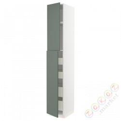 ⭐METOD / MAXIMERA⭐Шкаф, высота 2дверь/4лопата, белый/Bodarp серо-зеленый, 40x60x240 cm⭐ИКЕА-49456866
