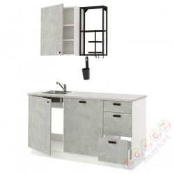 ⭐ENHET⭐Кухня, антрацит/имитация бетона, 163x63.5x222 cm⭐ИКЕА-09337371