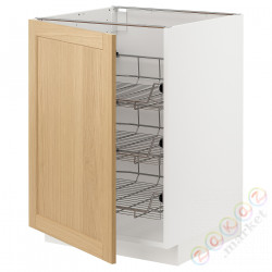 ⭐METOD⭐Гардероб с проволочной корзиной, белый/Forsbacka дуб, 60x60 cm⭐ИКЕА-49509092