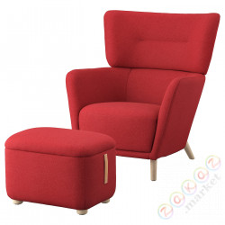 ⭐OSKARSHAMN⭐Кресло Wingback сpodnóżkiem, Tonerud красный⭐ИКЕА-99485338