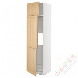 ⭐METOD⭐Ледяной шкаф высокий/замораживание/3Drz, белый/Forsbacka дуб, 60x60x220 cm⭐ИКЕА-49509431