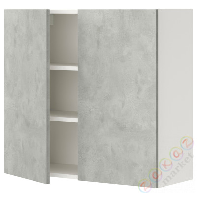 ⭐ENHET⭐настенный шкаф 2 полки/дверь, белый/имитация бетона, 80x32x75 cm⭐ИКЕА-69320933