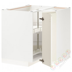 ⭐METOD⭐Тумба угловая с каруселью, белый/Voxtorpглянцевый светло-бежевый, 88x88 cm⭐ИКЕА-79411391