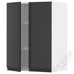 ⭐METOD⭐Навесной шкаф с полками/2 дверь, белый/Upplöv матантрацит, 60x80 cm⭐ИКЕА-59493279