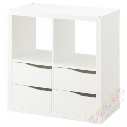⭐KALLAX⭐Книжный шкаф, с4 ящики fala/белый, 77x77 cm⭐ИКЕА-69552956