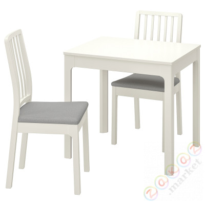 ⭐EKEDALEN / EKEDALEN⭐Таблица и 2 стулья, белый/Orrsta светло-серый, 80/120 cm⭐ИКЕА-89296866