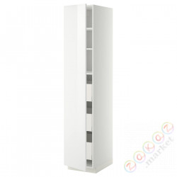 ⭐METOD / MAXIMERA⭐Высокий шкаф с ящики, белый/Рингхульт белый, 40x60x200 cm⭐ИКЕА-59383884