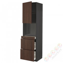 ⭐METOD / MAXIMERA⭐Обувь для микрокомбо дверь/3шу, черный/Sinarp коричневый, 60x60x220 cm⭐ИКЕА-89468810