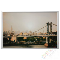 ⭐BJORKSTA⭐Картина в рамке, Манхэттенский мост/Серебряный, 118x78 cm⭐ИКЕА-39384634