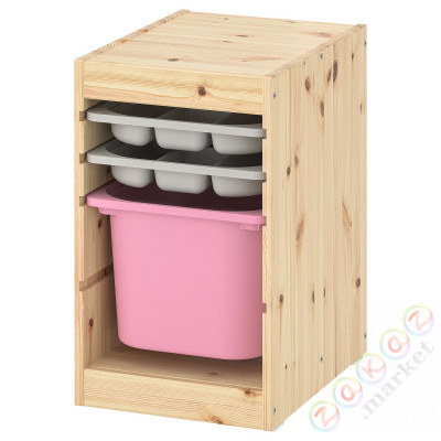 ⭐TROFAST⭐Книжный шкаф с контейнером/tace, светлая беленая сосна Серый/розовый, 32x44x52 cm⭐ИКЕА-09523580