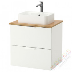 ⭐GODMORGON/TOLKEN / HORVIK⭐Шкаф со столешницей и мойкой 45х32 cm, белый/бамбуковая батарея Brлюдоедund, 62x49x72 cm⭐ИКЕА-09308482
