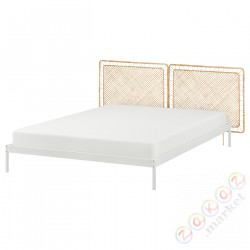 ⭐VEVELSTAD⭐Корпус кровати/2 wezgłowia, белый/Tolkning ротанг, 160x200 cm⭐ИКЕА-39441738