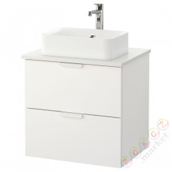 ⭐GODMORGON/TOLKEN / HORVIK⭐Шкаф со столешницей и мойкой 45х32 cm, белый/белый Смеситель Brлюдоедund, 62x49x72 cm⭐ИКЕА-19308486