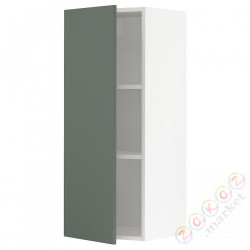 ⭐METOD⭐Навесной шкаф с полками, белый/Bodarp серо-зеленый, 40x100 cm⭐ИКЕА-79468561