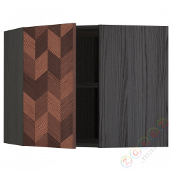 ⭐METOD⭐Навесной угловой шкаф с полками, черныйHasslarp/коричневый шаблон, 68x60 cm⭐ИКЕА-59401595