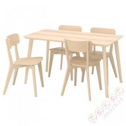 ⭐LISABO / LISABO⭐Таблица и 4 стулья, ясеневый шпон/ясень, 140x78 cm⭐ИКЕА-49385529
